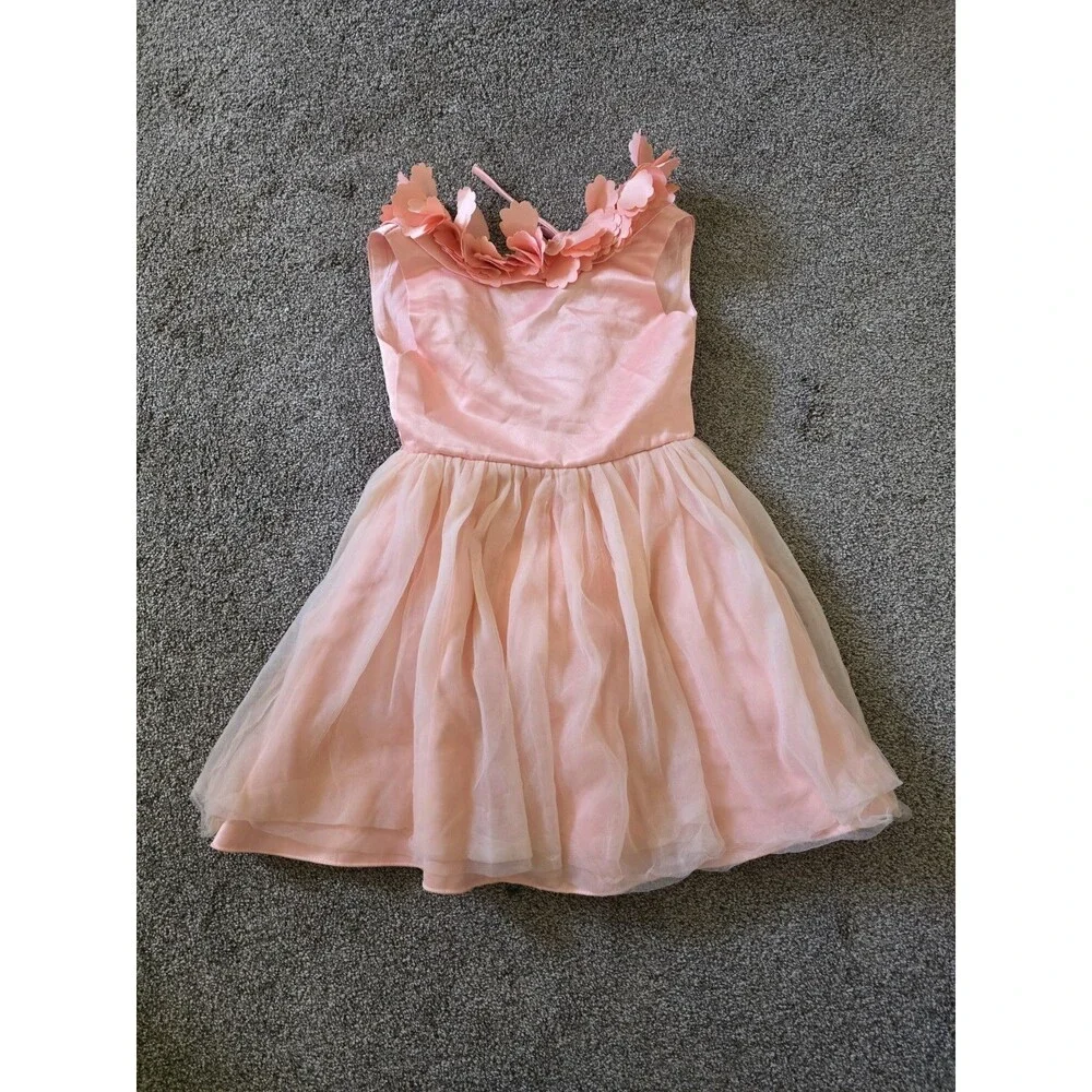 NWOT trish scully child Satin Tulle dress girls 5yr peach  Special Occasion